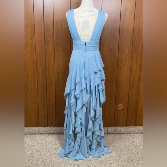 Alice + Olivia Asymmetric Ruffled Maxi Dress size 4 - Picture 10 of 14